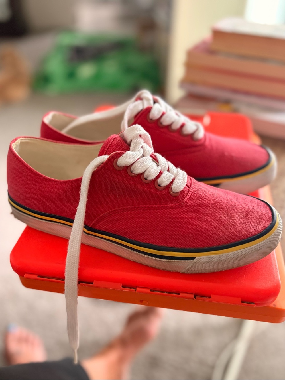 Vintage 90's Polo Ralph Lauren Canvas Tennis Shoe Sneakers Classic Size 10 D Red